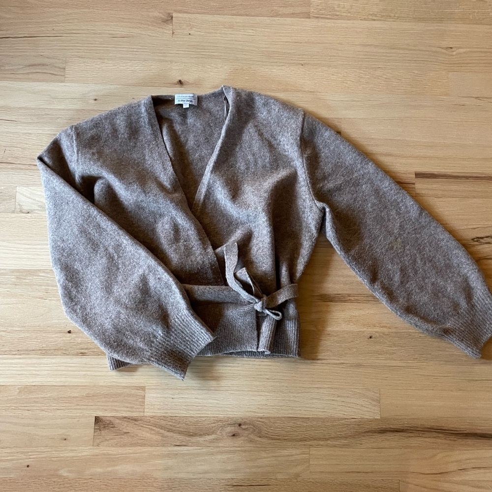 & Other Stories wrap sweater in taupe brown